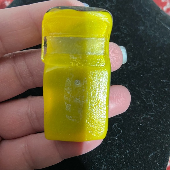 Art-Glass Pendant Yellow with Orange, Blue and Green Shapes - Picture 2 of 4